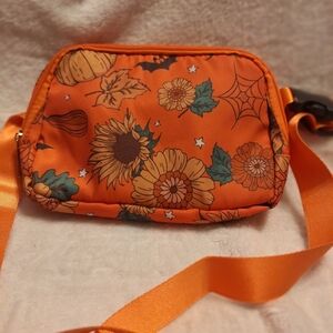 Orange Pumpkin Sunflower Halloween Graphic Crosbody Bag